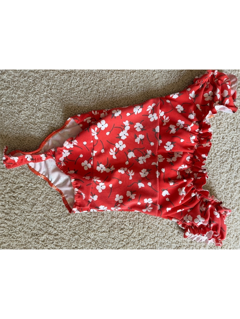 S Missguided red/white off shoulder/halter body suit